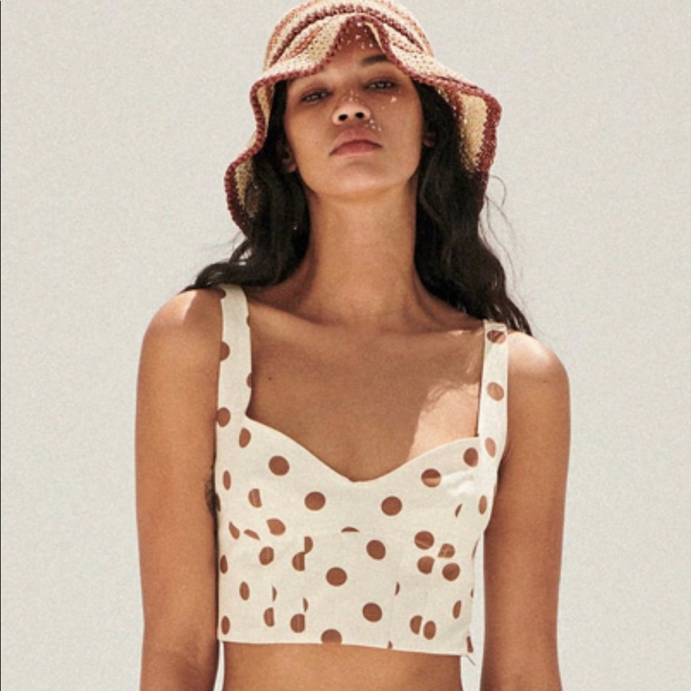 Brown Polka-Dot Crop Top